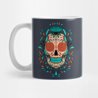 mexican sugar skull with flowers Mug